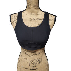 Athleta solid black workout sports bra, size small